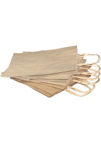 Burgu Saplı Kraft Kağıt Çanta 19X8X24 cm fırsatları