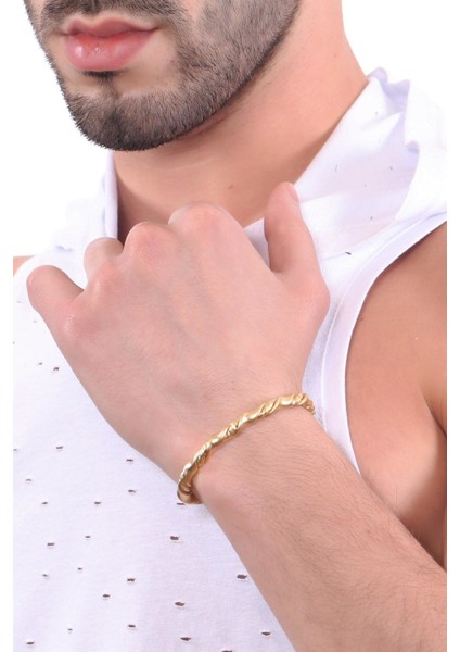 Erkek Altın Renk Kaplama Ayarlanabilir Burgulu Bileklik indirimleri