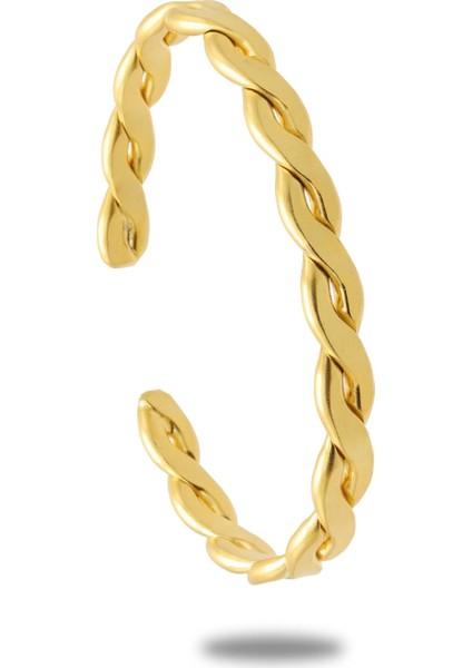 Erkek Altın Renk Kaplama Ayarlanabilir Örgü Dokulu Bileklik