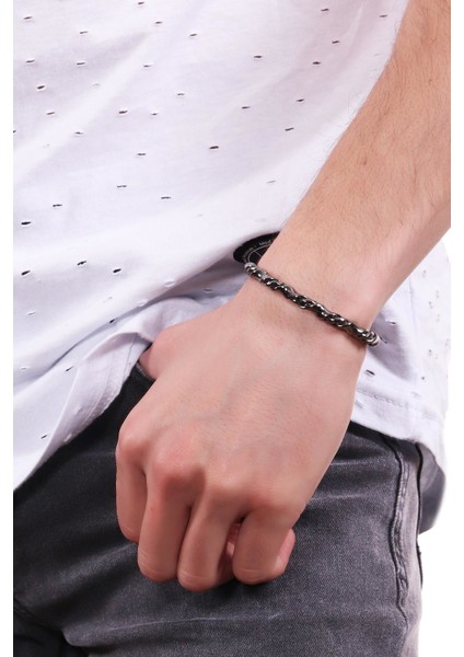 Erkek Metalik Antrasit Lak Kaplama Ayarlanabilir Burgulu Bileklik fiyatları