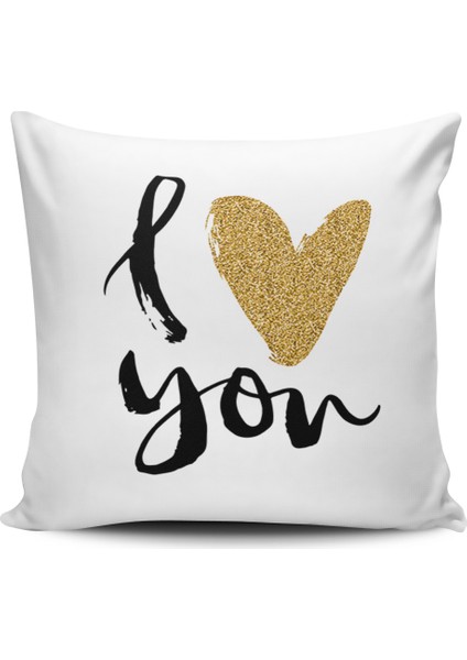 Kırlent Dünyası Aşk Temalı Dijital Baskılı Kırlent Kılıfı