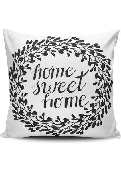 Kırlent Dünyası Home Sweet Home Dijital Baskılı Kırlent Kılıfı