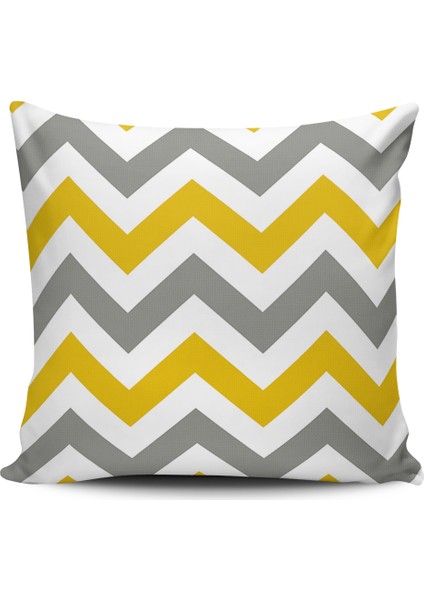 Kırlent Dünyası Zigzag Desenli Dijital Baskılı Kırlent Kılıfı