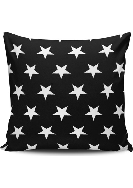 Kırlent Dünyası Yıldız Desenli Dijital Baskılı Kırlent Kılıfı