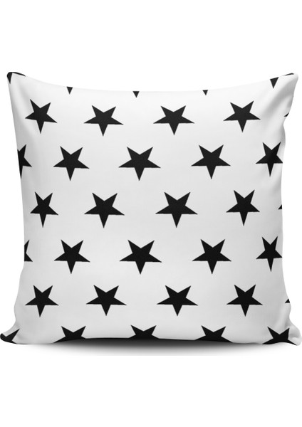 Kırlent Dünyası Yıldız Desenli Dijital Baskılı Kırlent Kılıfı