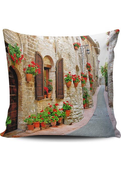 Kırlent Dünyası Manzara Dijital Baskılı Kırlent Kılıfı