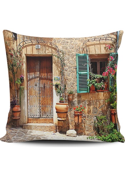 Kırlent Dünyası Manzara Dijital Baskılı Kırlent Kılıfı