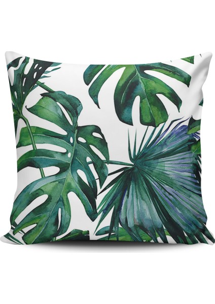 Kırlent Dünyası Yaprak Desenli Dijital Baskılı Kırlent Kılıfı