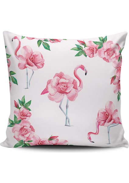 Kırlent Dünyası Sevimli Flamingo Dijital Baskılı Kırlent Kılıfı