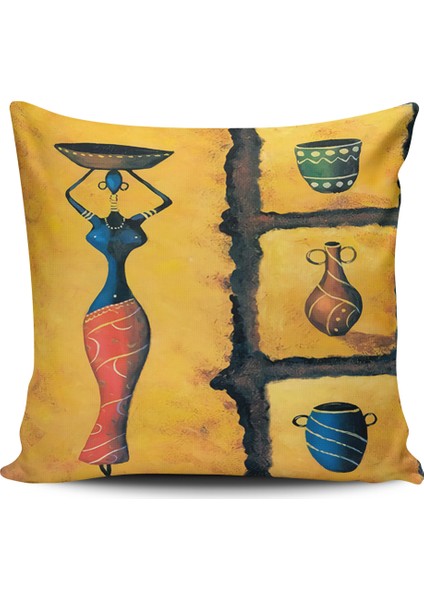 Kırlent Dünyası Afrikalı Kızlar Dijital Baskılı Kırlent Kılıfı