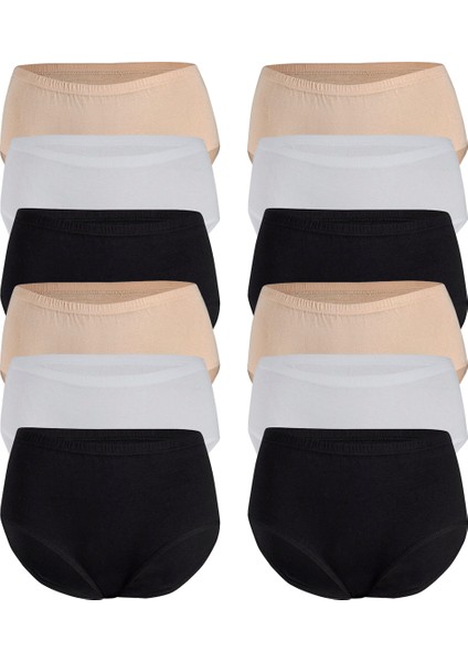 Kadın 12'li Paket Biyeli Yüksek Bel Bato Külot