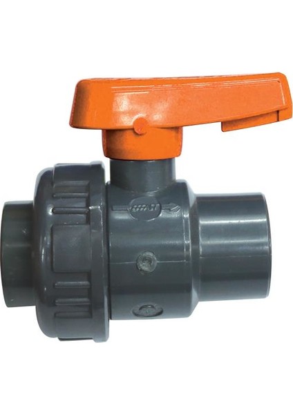 Ball Valve 1 1/2", Single Union Bspp, Plastic, Grey