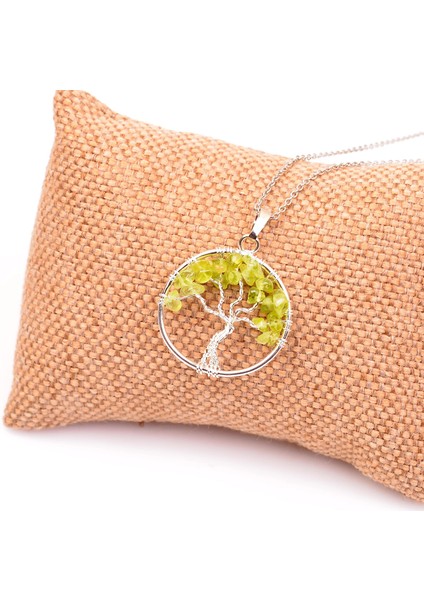 Zebercet Peridot Taşı Hayat Ağacı Kolye
