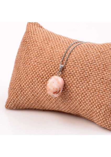 Pembe Opal Taşı Şekilsiz Taşlar Kolye
