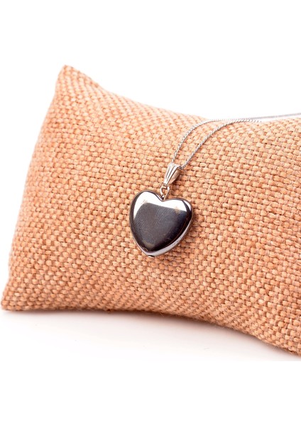 Hematit Taşı Kalp Kolye
