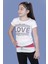 Kız Çocuk T-Shirt Love Varak Baskı Ekru 8 Yaş K-127 1