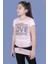 Kız Çocuk T-Shirt Love Varak Baskı Pudra 10 Yaş K-128 1