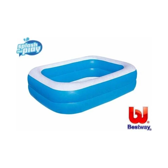 Bestway Pompa Hediye - Bestway 12819, Büyük Boy Dikdörtgen Şişme Aile Havuzu (211X132X46CM)