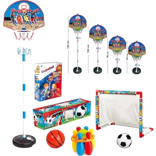Dede Futbol Kalesi + Ayaklı Basketbol Potası Erkek Çocuk Oyuncakları Oyuncak Futbol Kalesi