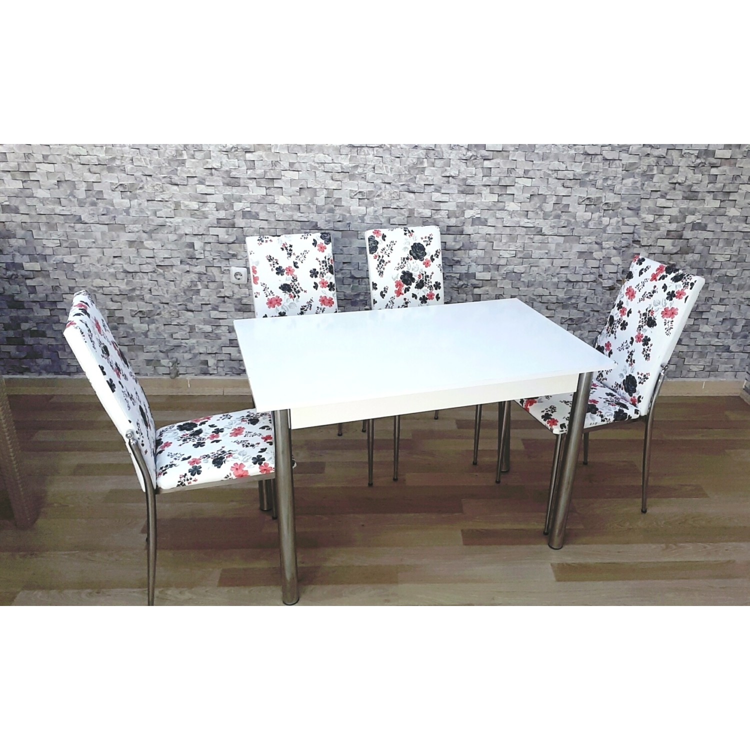 Kutuphome Masa Sandalye Takımı Gözde Siyah Çiçek Fiyatı