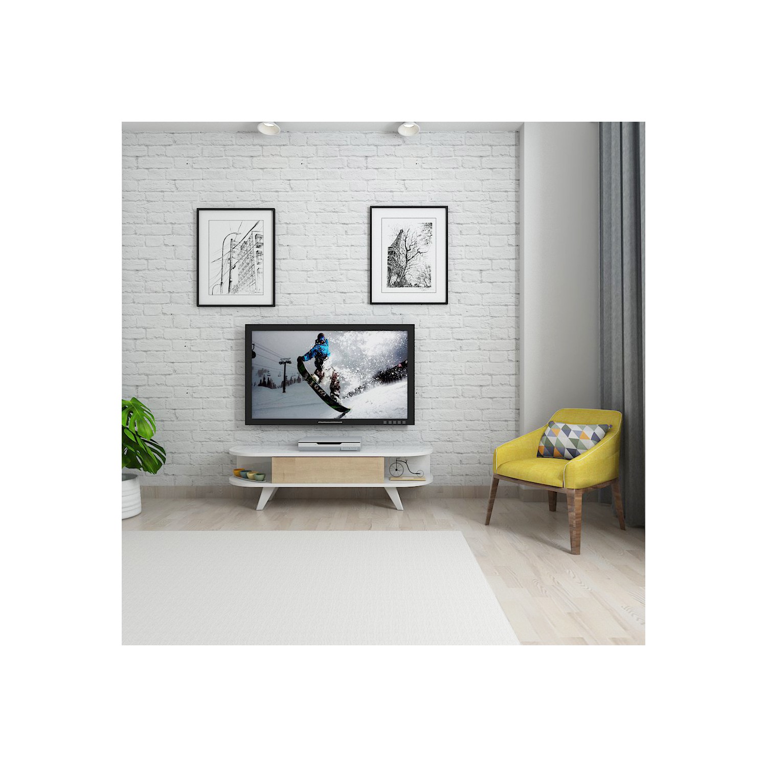 Mars Mobilya Sima Meşe Beyaz Tv Sehpası Fiyatı
