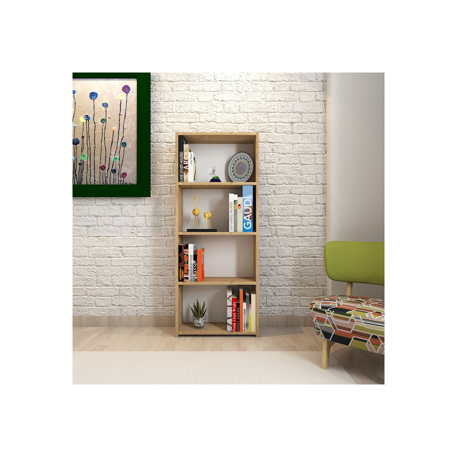 Mars Mobilya Still 4 Raflı Meşe Kitaplık Fiyatı