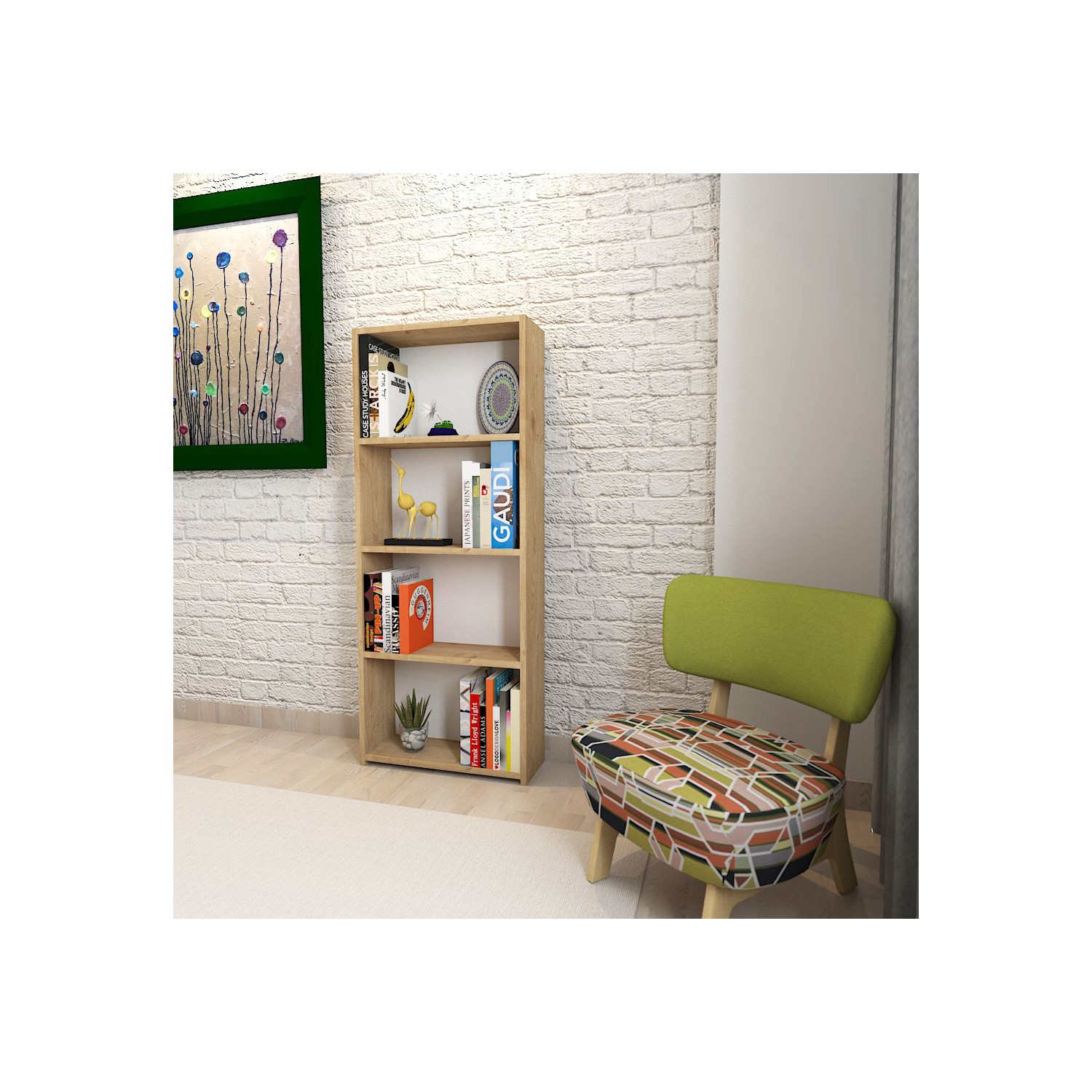 Mars Mobilya Still 4 Raflı Meşe Kitaplık Fiyatı