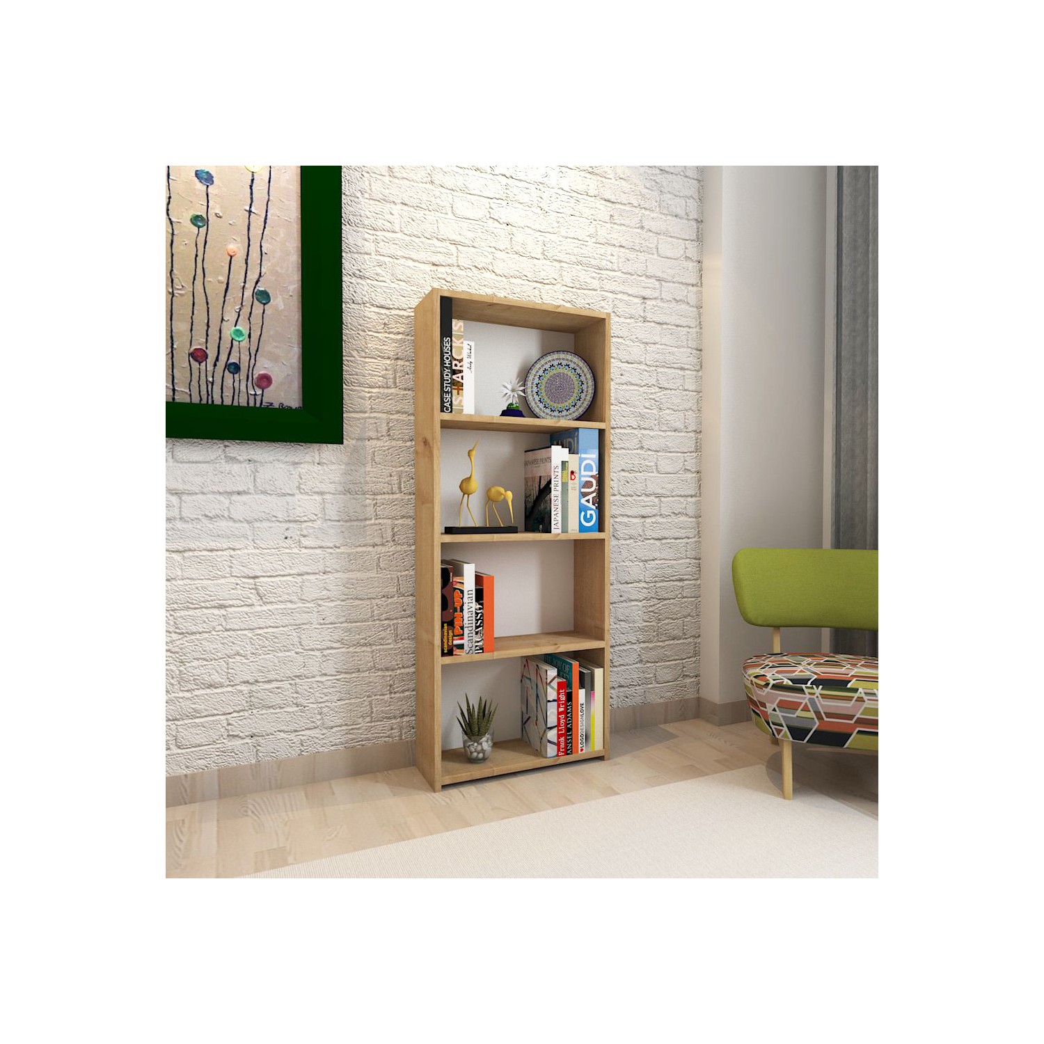 Mars Mobilya Still 4 Raflı Meşe Kitaplık Fiyatı