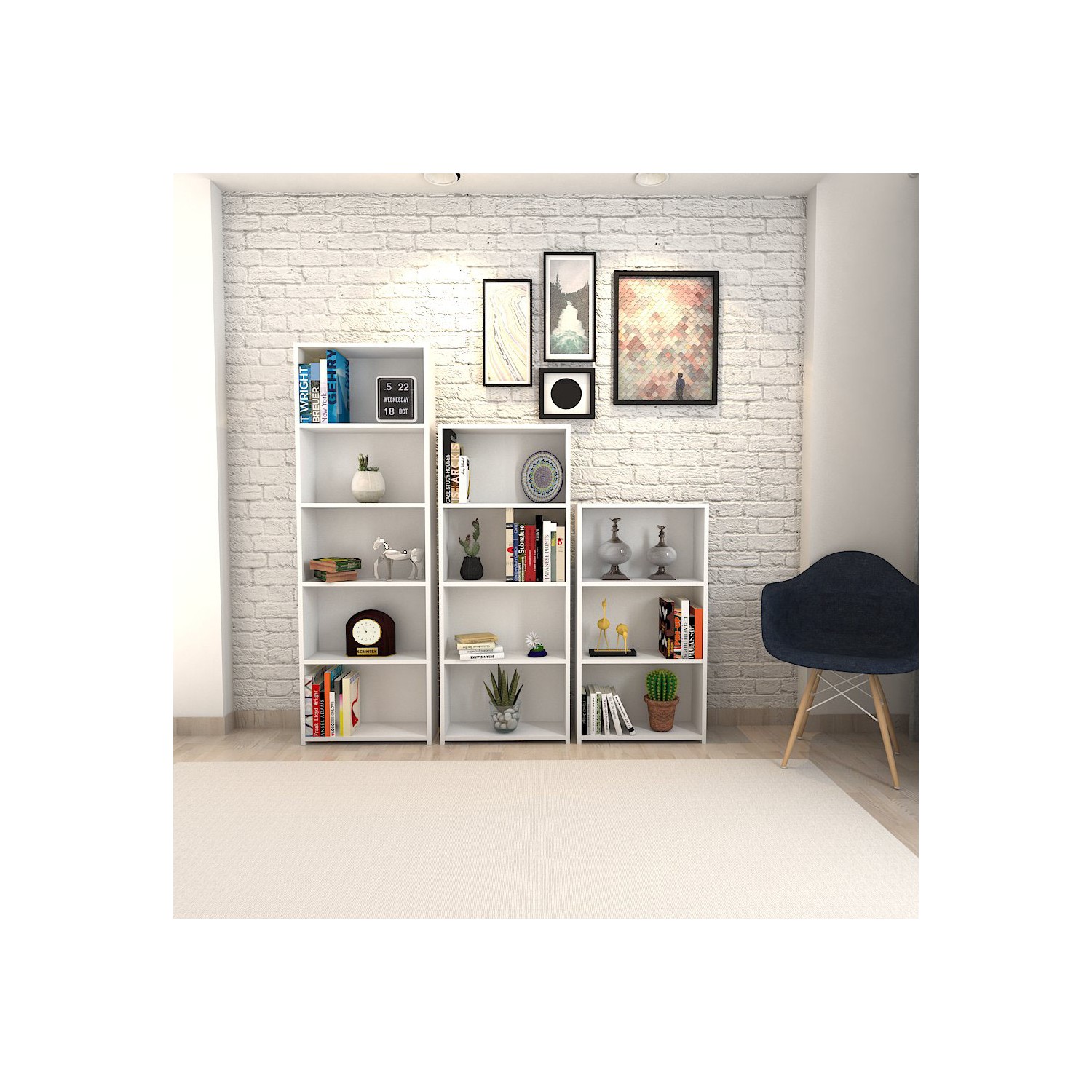 Mars Mobilya Still 3 Raflı Beyaz Kitaplık Fiyatı