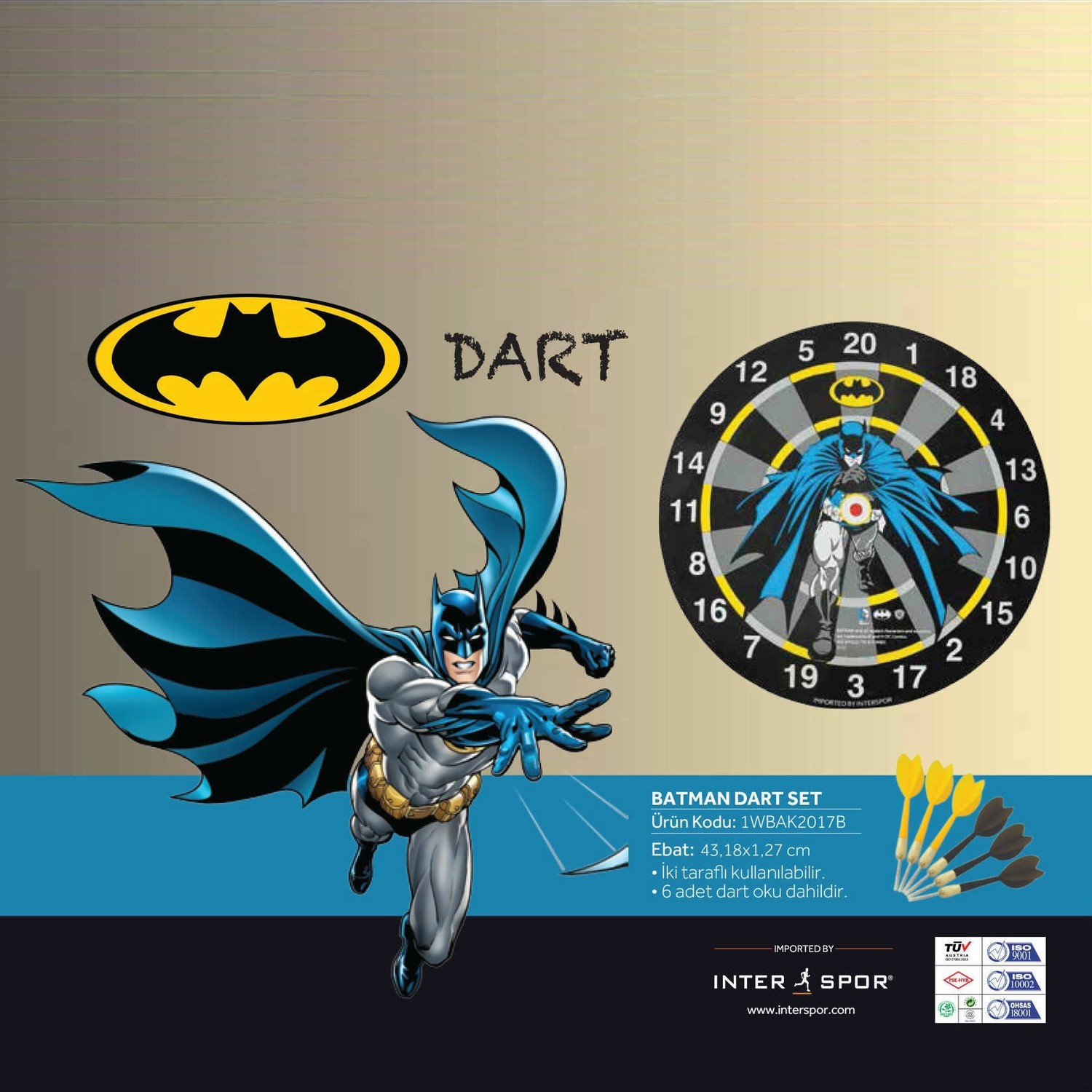 Voit Orijinal Lisanslı Batman Dart Seti, 6 Adet Ok, Çift Fiyatı