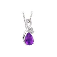 Goldstore 8 Ayar Altın 0.02 Ct Pırlanta Ametist Kolye Dp24234