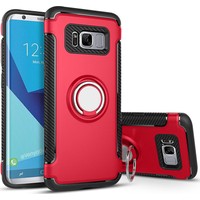 Case 4U Samsung Galaxy S8 Kılıf Yüzüklü Darbeye Dayanıklı Kırmızı (Mıknatıslı Araç Tutucu Uyumlu)