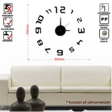 Tüyball Siyah Sticker Duvar Saati
