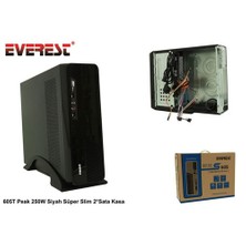 Everest 605T Peak 250W Parlak Siyah Süper Slim 2*Sata Kulplu Kasa