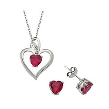 Gizzaro 0.03 Karat 1.30 Kırmızı Taş  Küpe Hediyeli  Pırlanta 'Kalbim Seninle Birtanem' Kolye gmy131