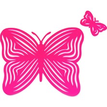 Zeff Tasarım Kelebek Tasarım Keçe Amerikan Servis Tabak Altlığı Set 2 Kişilik - Fuşya