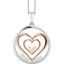 Altınsepeti Gümüş İki Renkli Kristal Kalp Kolye Sın1369