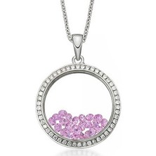 Altınsepeti Pembe Taşlı Gümüş Halka Kolye Sınkl04