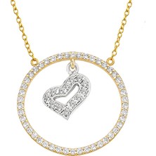 Altınsepeti Altın Halka Taşlı Kalp Kolye As92Kl