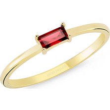 Altınsepeti Kırmızı Dikdörtgen Taşlı Sarı Altın Yüzük As262Yzr10