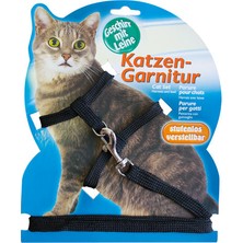 Katzen Katzen Kedi Göğüs Tasması Düz Siyah