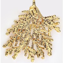 Sufi Design, 24K Altın Kaplama, Orta Boy Gerçek Yaprak, Gümüş İncili Kolye Hbr3307