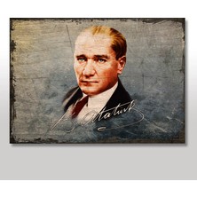 Cakasepetim Ahşap Tablo Atatürk ve İmzası
