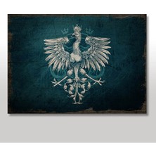 Cakasepetim Ahşap Tablo Taçlı Beyaz Kartal