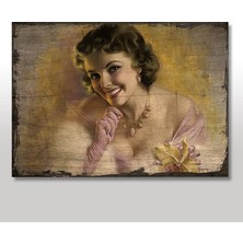 Cakasepetim Ahşap Tablo Gülümseyen Güzel Kadın