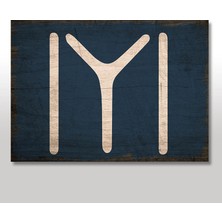 Cakasepetim Ahşap Tablo Lacivert Zeminde Kayı Bayrağı