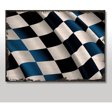 Cakasepetim Ahşap Tablo Dalgalı Damalı Bayrak