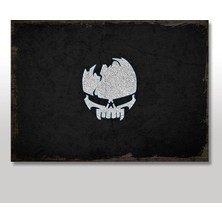 Cakasepetim Ahşap Tablo Kafatası İskeleti Kırık