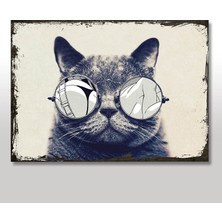 Cakasepetim Ahşap Tablo Aynalı Fantastik Kedi Gözlüğü