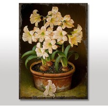 Cakasepetim Ahşap Tablo Saksıda Soğanlı Çiçekler Resmi